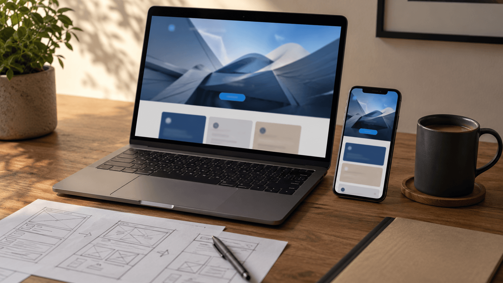 A responsive website shown side by side on a laptop and a phone